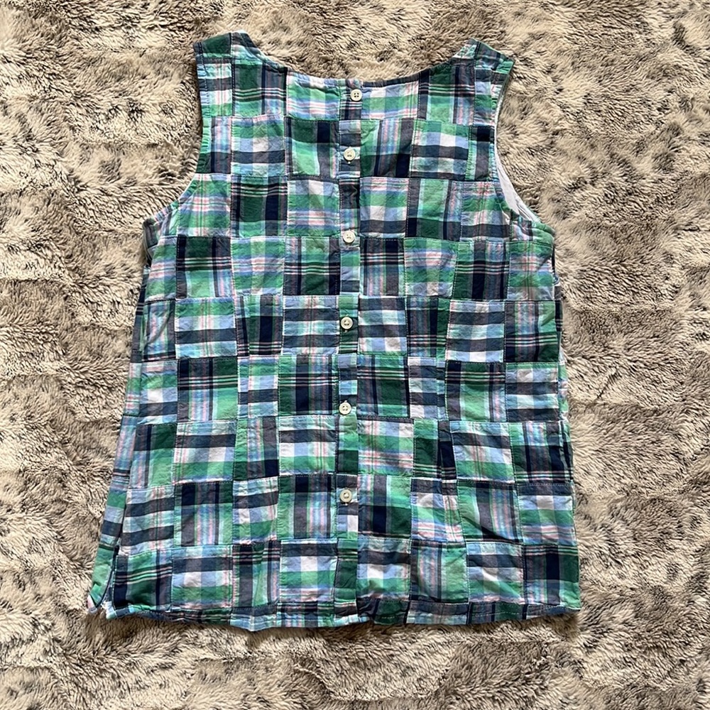 Talbots Patchwork Button Down Back Sleeveless Tan… - image 3